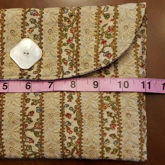 VINTAGE 80s Clutch Brocade Fabric Hand Crafted EU - Picture 7 of 8